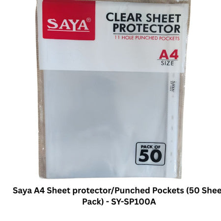Saya A4 Sheet protector/Punched Pockets (50 Sheet Pack)(0.1MM) - SY-SP100A
