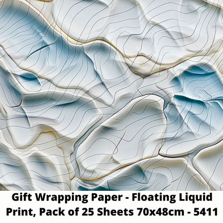 Gift Wrapping Paper - Floating Liquid Print, Pack of 25 Sheets 70x48cm - 5411