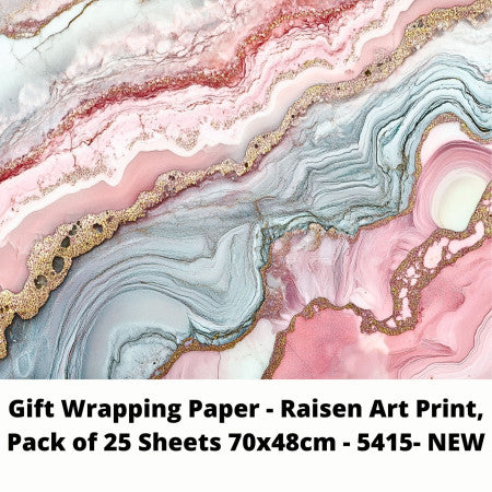 Gift Wrapping Paper - Raisen Art Print, Pack of 25 Sheets 70x48cm - 5415- NEW