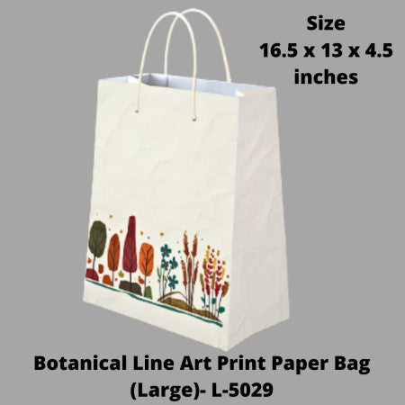 Botanical Line Art Print Paper Bag (Large)- L-5029