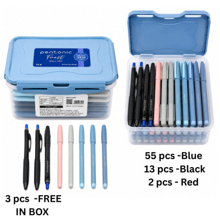 Linc Pentonic Frost Ball Pen 70 Pcs With Tiffin Box - Assorted