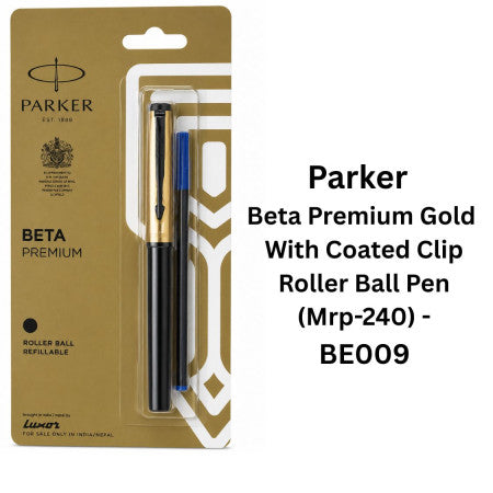 Parker Beta Premium Gold With Coated Clip Roller Ball Pen (Mrp-240) - BE009