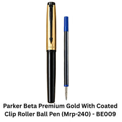 Parker Beta Premium Gold With Coated Clip Roller Ball Pen (Mrp-240) - BE009