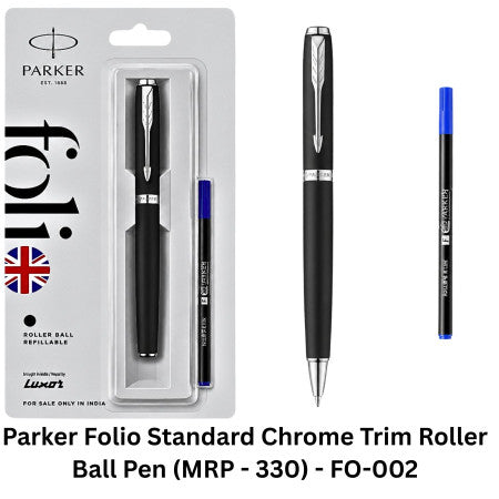 Parker Folio Standard Chrome Trim Roller Ball Pen (MRP - 330) - FO-002