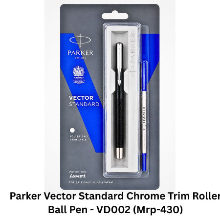 Parker Vector Standard Chrome Trim Roller Ball Pen - VD002 (Mrp-430)