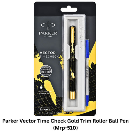 Parker Vector Time Check Gold Trim Roller Ball Pen (Mrp-510)