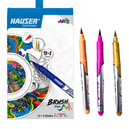 Hauser Brush Pen 12+2 Shades - Assorted