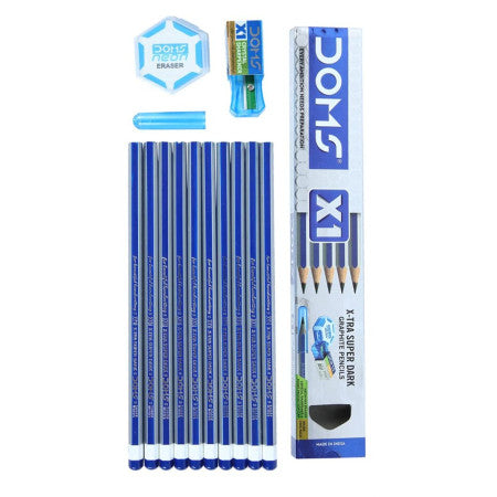 Doms X1 X-Tra Super Dark Graphite Pencil - Pack Of 10 Pencils -NEW