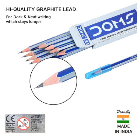 Doms X1 X-Tra Super Dark Graphite Pencil - Pack Of 10 Pencils -NEW