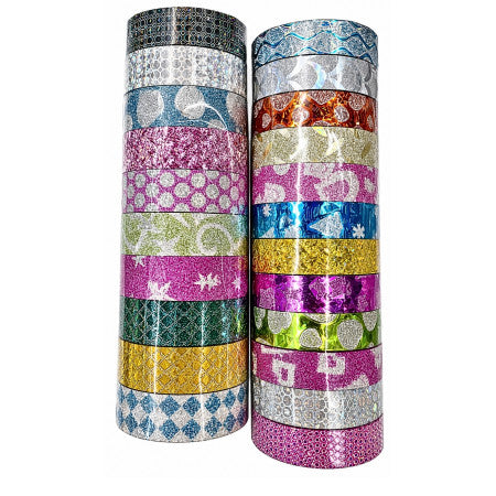 WASHI TAPE GLITTER COLORED 0.5 INCH SET OF 10- 24431-3