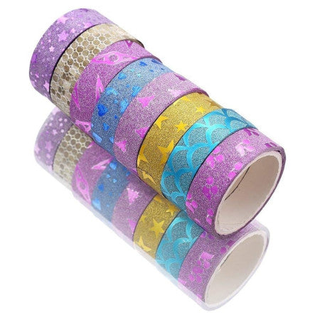WASHI TAPE GLITTER COLORED 0.5 INCH SET OF 10- 24431-3