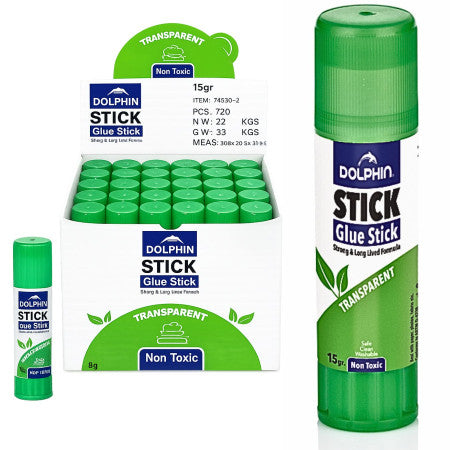 DOLPHIN NON TOXIC PVP GLUE STICK 15 GM -24550-2