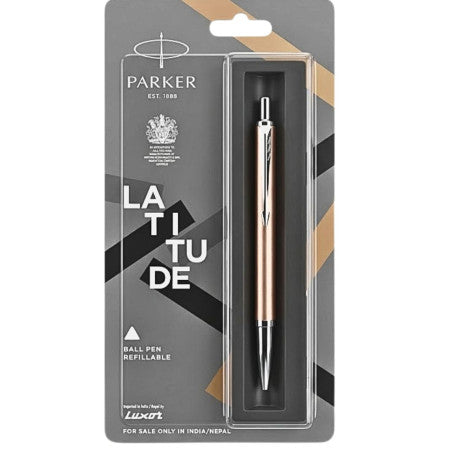 Parker Latitude Standard Copper Chrome Trim Ball Pen - LA013