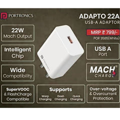 Portronics Adapto 22A-22.5W Fast Wall Charger-POR-3585
