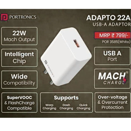 Portronics Adapto 22A-22.5W Fast Wall Charger-POR-3585
