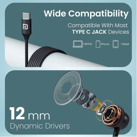 Portronics Conch Z Type C Wired Earphone With ANC - POR3395