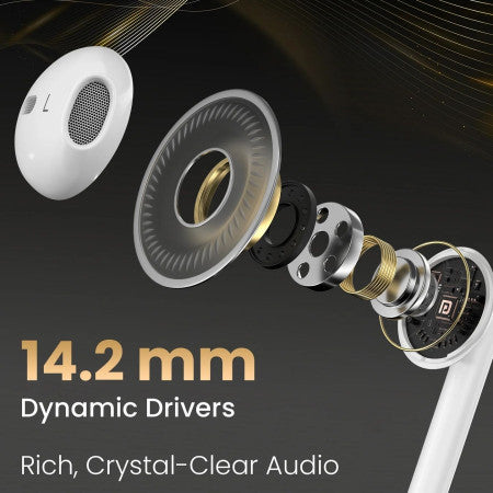 Portronics Conch Theta C - Wired Earphone, White-POR 2749