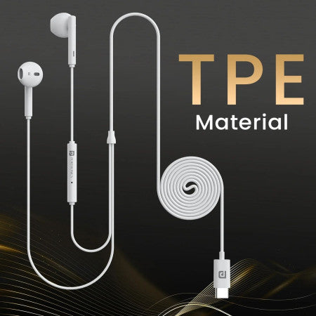 Portronics Conch Theta C - Wired Earphone, White-POR 2749