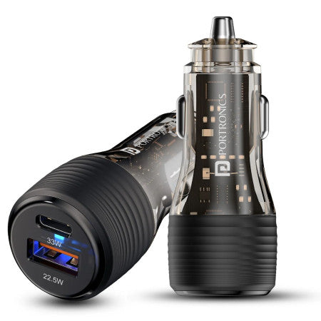 Portronics Car Power View Plus Dual Port 55.5W Transparent Car Charger - POR1863