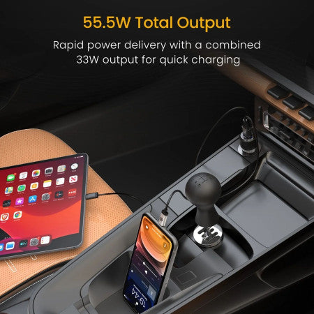 Portronics Car Power View Plus Dual Port 55.5W Transparent Car Charger - POR1863