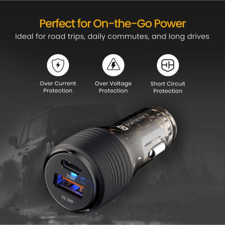 Portronics Car Power View Plus Dual Port 55.5W Transparent Car Charger - POR1863