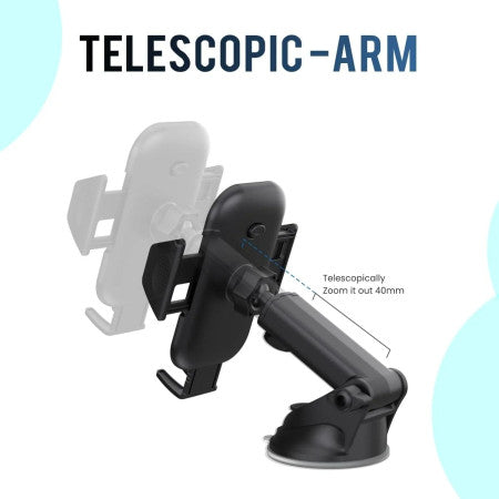 Portronics Clamp M - Car Mobile Holder, Black-POR 116