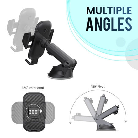 Portronics Clamp M - Car Mobile Holder, Black-POR 116