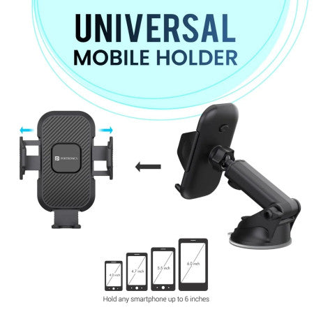 Portronics Clamp M - Car Mobile Holder, Black-POR 116