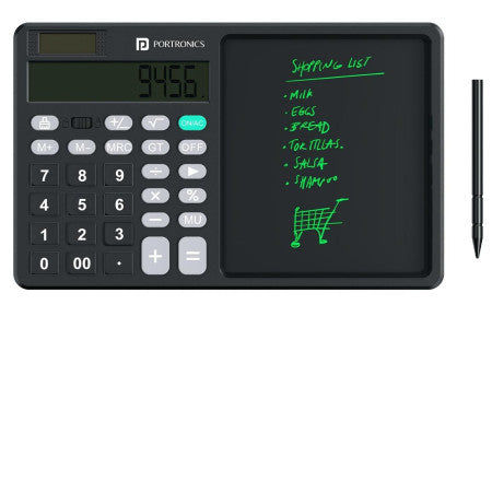 Portronics Ruffpad Calc 2 - LCD Writing Pad With Calculator, Black-POR 2371