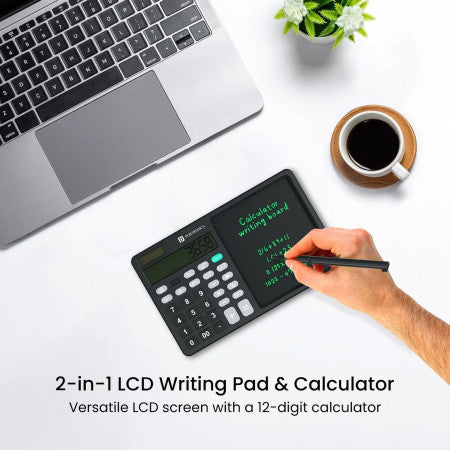 Portronics Ruffpad Calc 2 - LCD Writing Pad With Calculator, Black-POR 2371