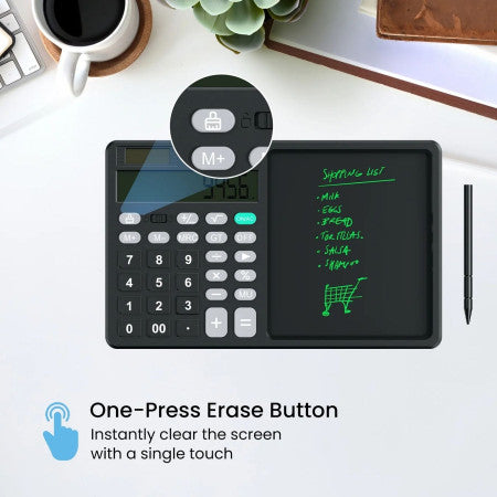 Portronics Ruffpad Calc 2 - LCD Writing Pad With Calculator, Black-POR 2371
