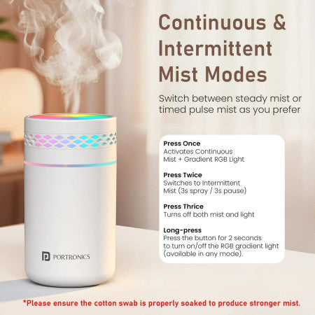 Portronics Magma Lite - H2o Colourful Cool Humidifier, White-POR 3403