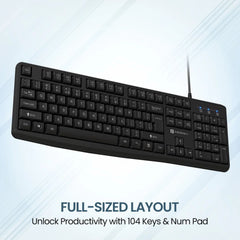 Portronics Ki-Pad 4- Wired Keyboard, Black -POR-2753