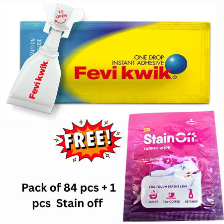 Pidilite Fevi Kwik Instant Adhesive - 450mg + 1Pcs Stain Off Gel Worth MRP Rs. 10