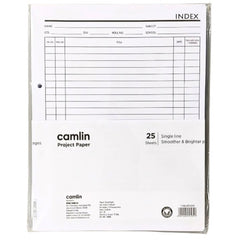 Camlin Project Paper - Pack of 25 Sheets, 28x22 cm Sheet Both Side Ruled (1165403025)