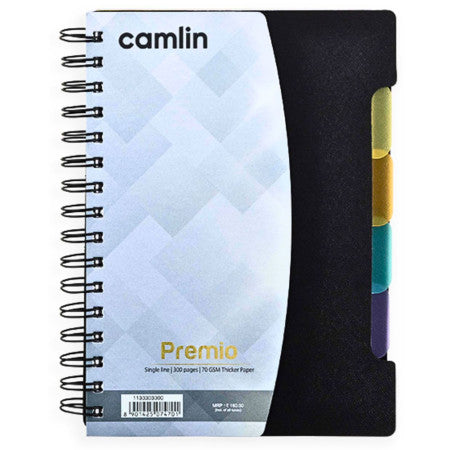 Camlin Premio A5 Wiro Notebook - 21.6 X 14cm 300 Page Single Line, PP Cover (1133303300)