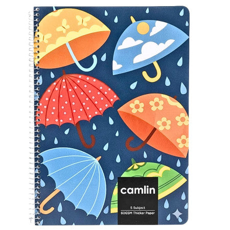 Camlin A4 Spiral Notebook - 29.7 X 21cm 250 Page Single Line ,5 Subject, PP Cover(1195303250)