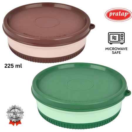 Pratap-Elora Tiffin Stainless Steel Container -225 ML - (Microwave Oven Safe)-HLS-41/42 (Single Piece)