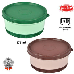 Pratap-Elora Tiffin Stainless Steel Container-375 ML- (Microwave Oven Safe)-HLS-43/44  (Single Piece)