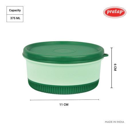 Pratap-Elora Tiffin Stainless Steel Container-375 ML- (Microwave Oven Safe)-HLS-43/44  (Single Piece)