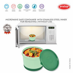 Pratap-Elora Tiffin Stainless Steel Container-525 ML - (Microwave Oven Safe)-HLS-45/46  (Single Piece)