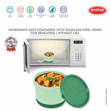 Pratap-Elora Tiffin Stainless Steel Container-525 ML - (Microwave Oven Safe)-HLS-45/46  (Single Piece)