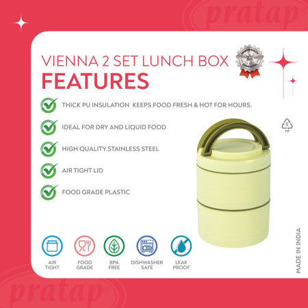 Pratap- 3 Pcs Vienna Insulated Tiffin -525 ml (HLS-50)