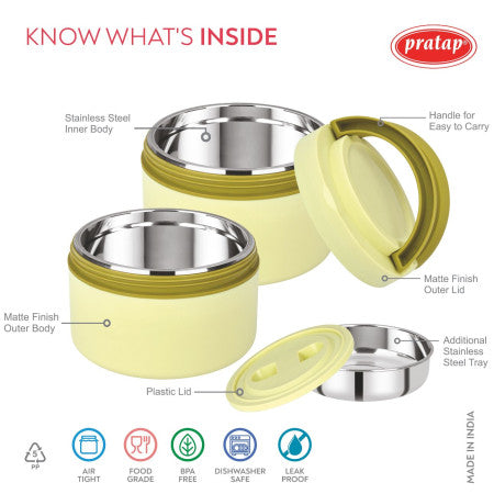 Pratap- 3 Pcs Vienna Insulated Tiffin -525 ml (HLS-50)