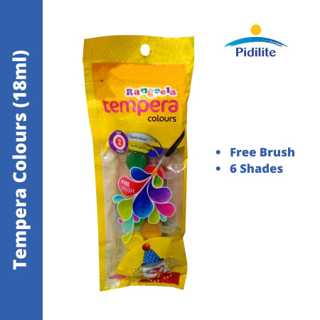 Pidilite Rangeela Tempera Colours (Free Brush) - 18ml