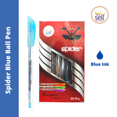 Sell1 Spider Clear Body Spiral Design Ball Pen - Blue