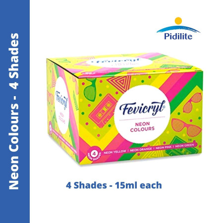 Pidilite Fevicryl Neon Acrylic Colours - 4 Shades, 15ml each