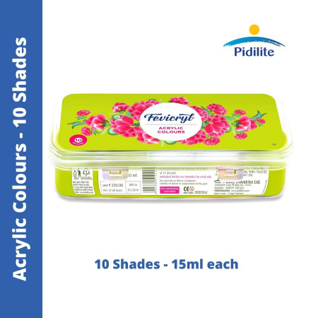 Pidilite Fevicryl Acrylic Colours Sunflower Kit - 10 Shades, 15ml each