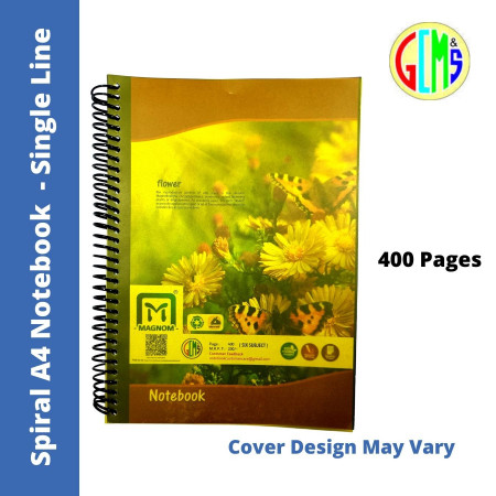 Magnom A4 Notebook - Spiral, Single Line, 400 Pages