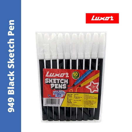Luxor 949 Black Sketch Pen - 10 Pcs